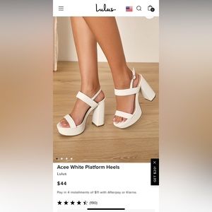 Lulu’s white platform “acee” heels size 7